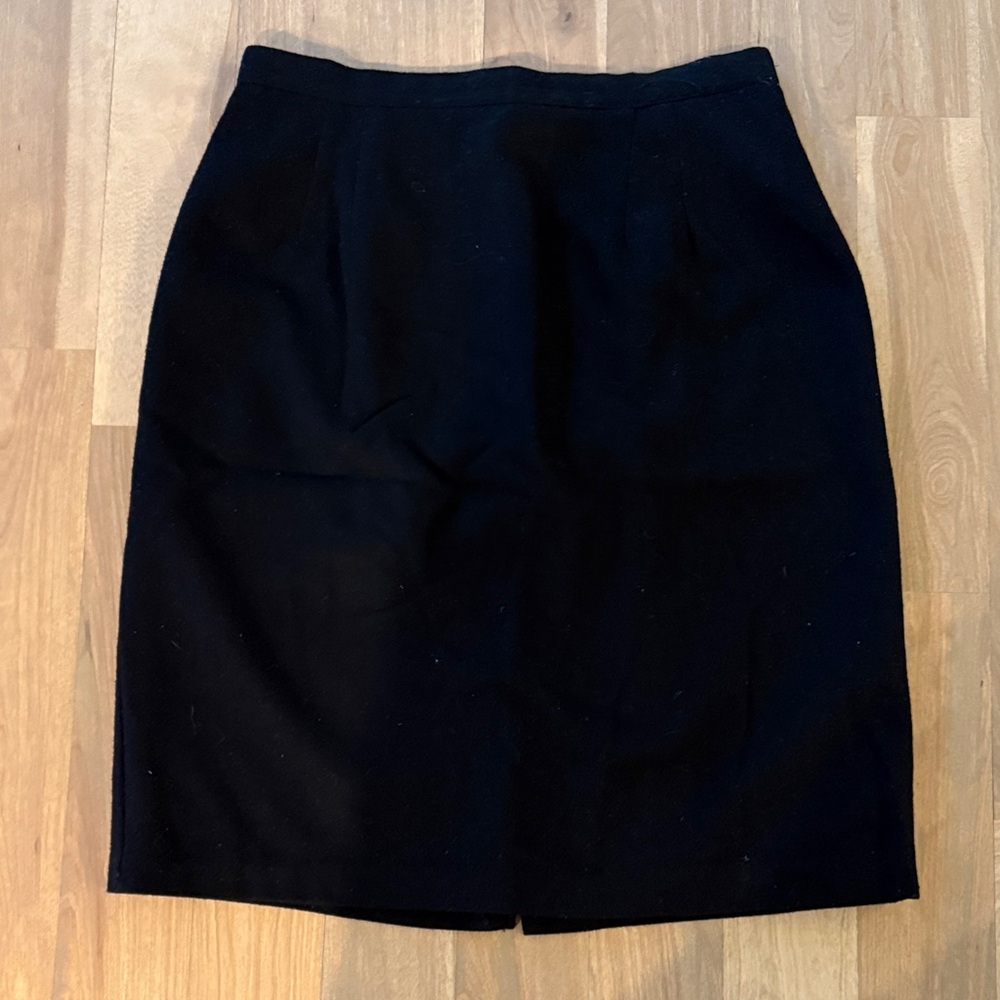 Vintage 100% Wool Briggs New York Classic Black Pencil Skirt